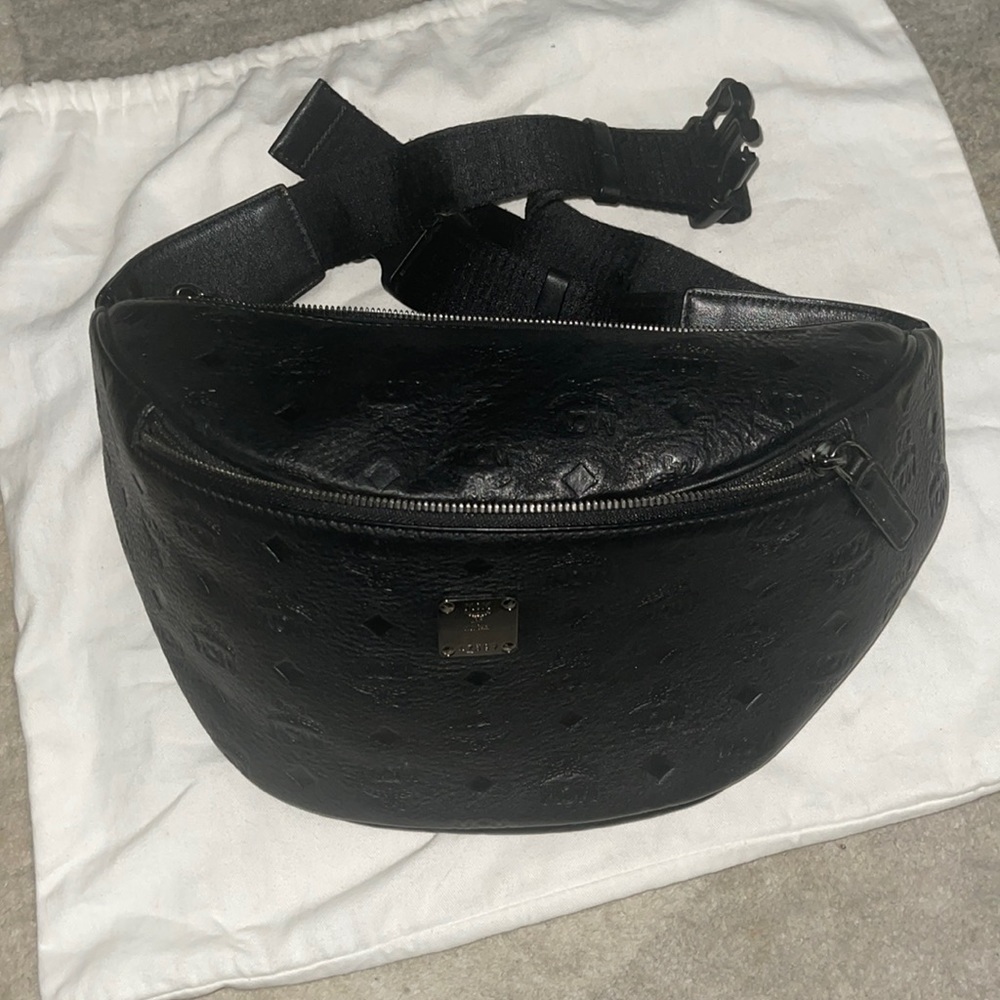 MCM Monogram Large Belt Bag —Black